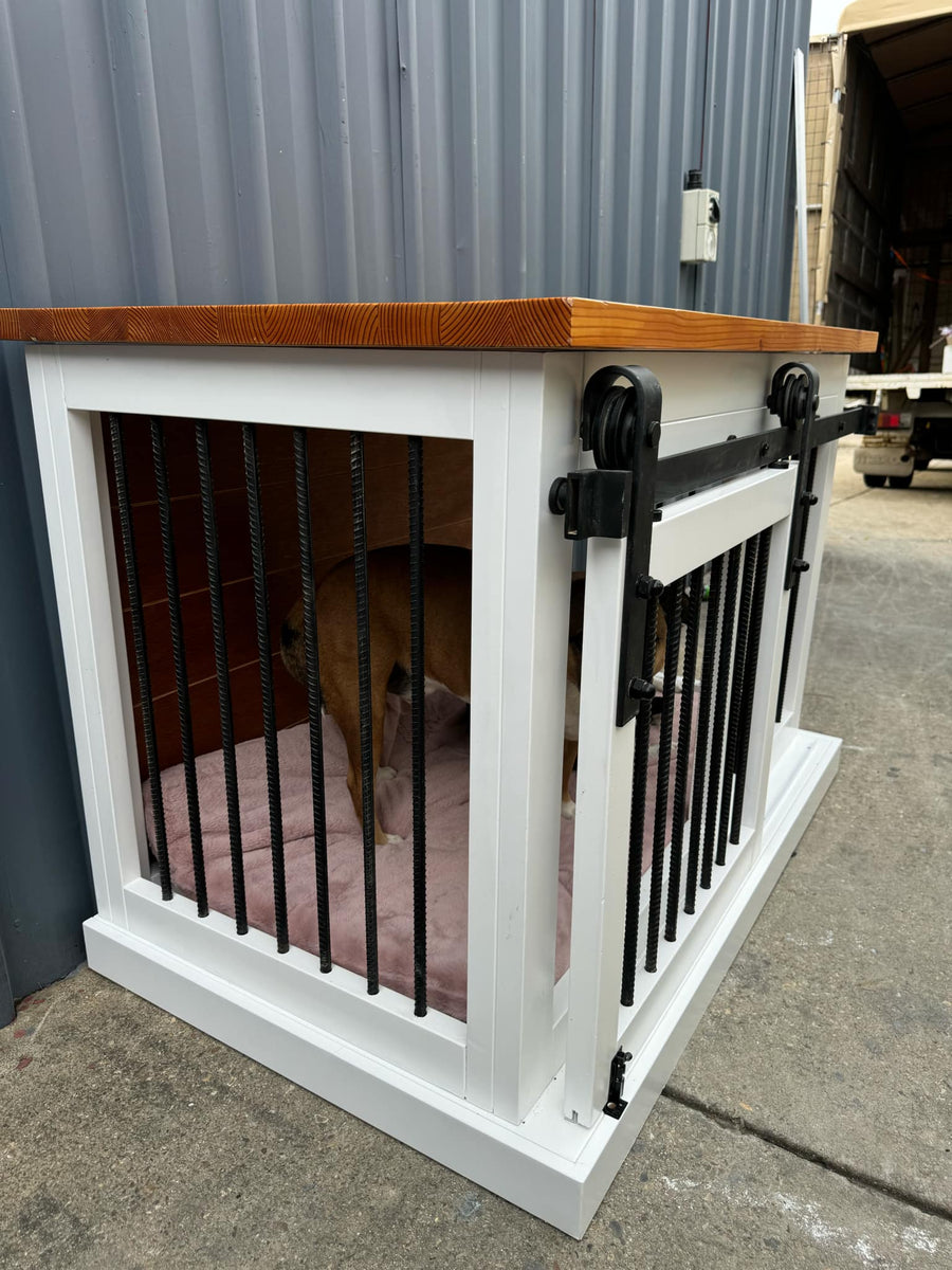 View of Medium Handcrafted Dog Crate – Echidna Creations