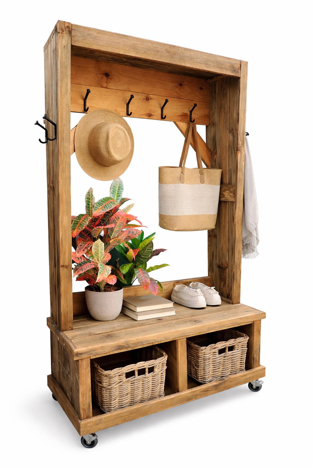 Entry Way Bench with Hooks