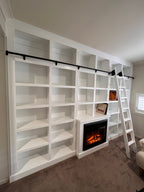 Custom Built Library With Built In Fire Place