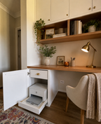 Built In Desks/Oak Top/Shelves