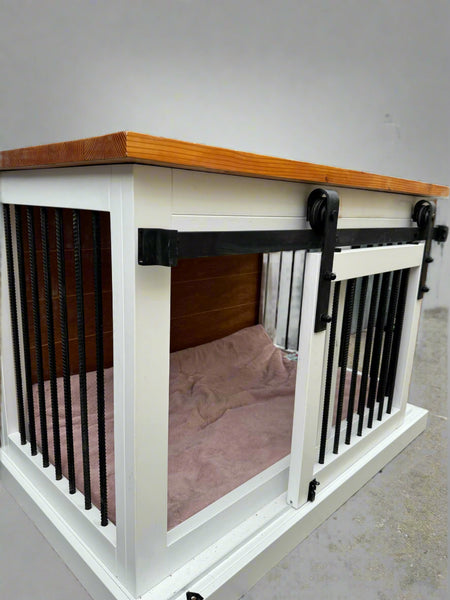 Handcrafted Live Edge Dog Crate With Dehumidifying System photo