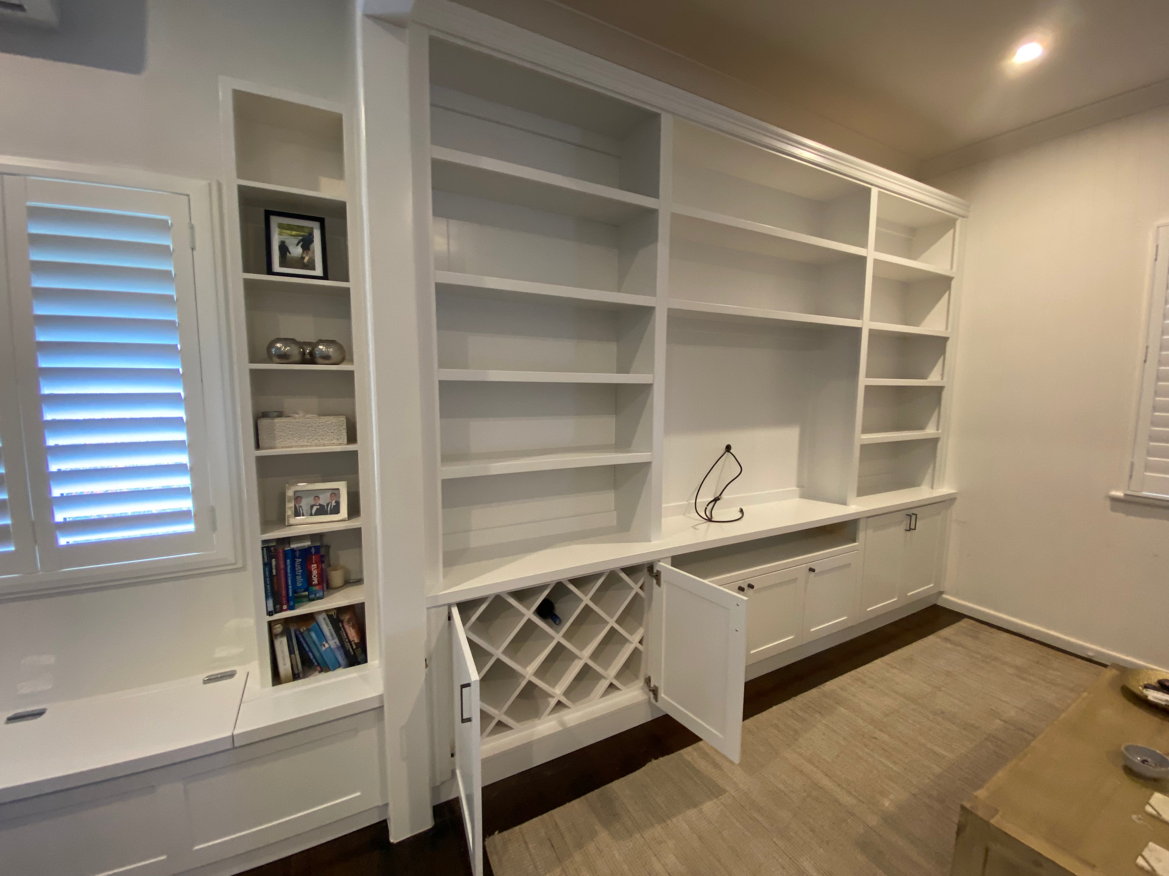 Media units with built in wine storage