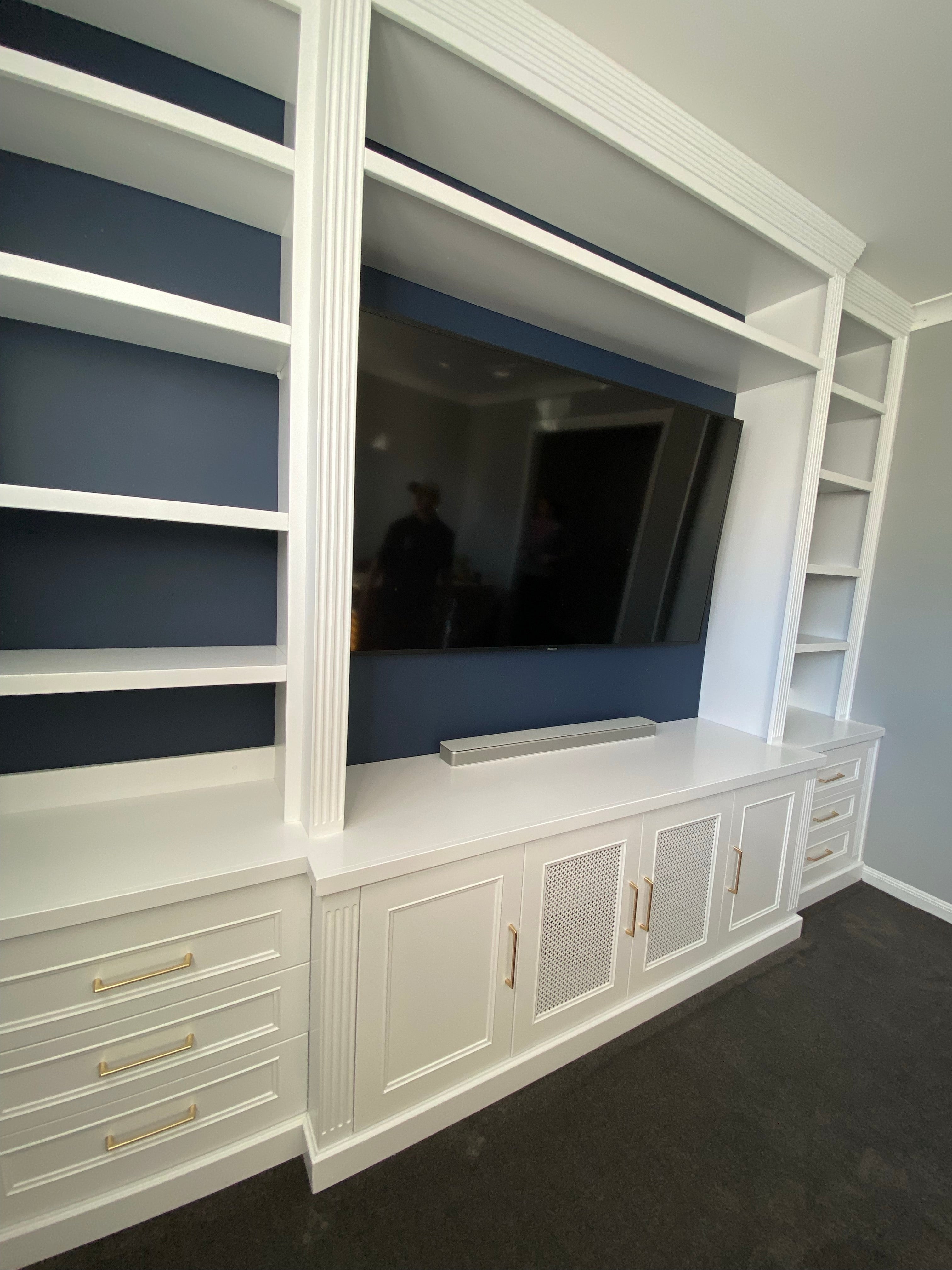 Custom built entertainment unit with extra detail