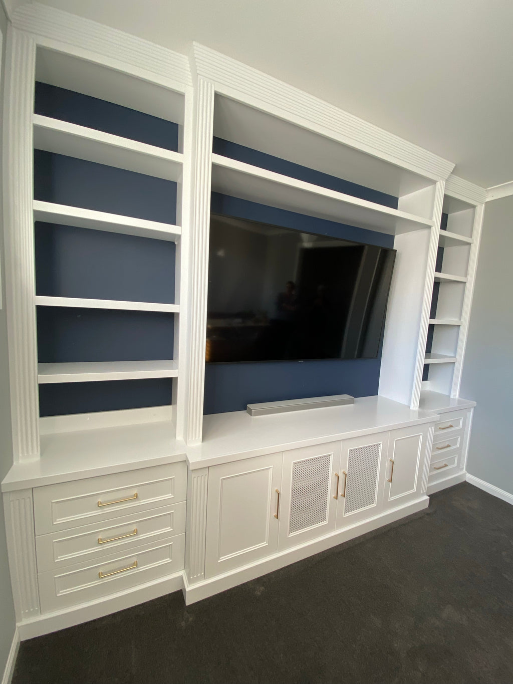 Custom built entertainment unit with extra detail